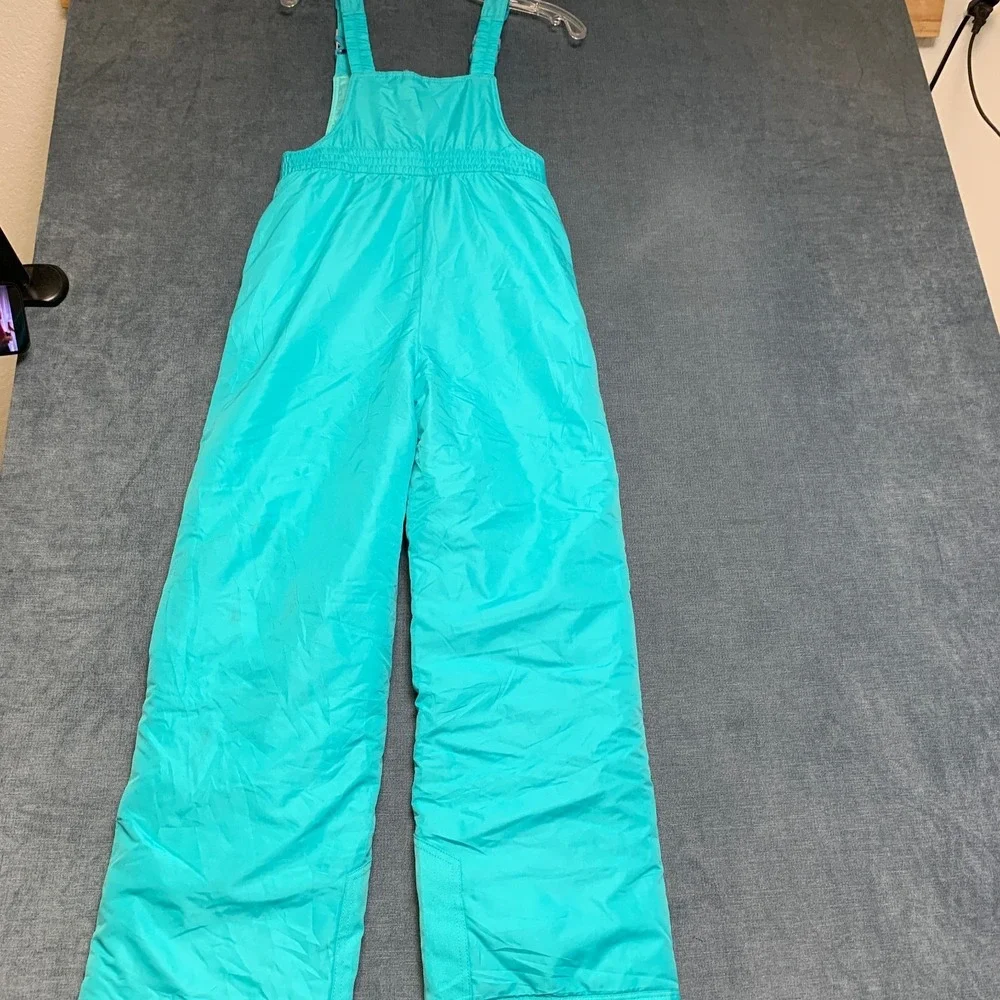 Champion Snow Bib Overall Girls Large Blue Adjustable Strap Insulated Zip Pocket